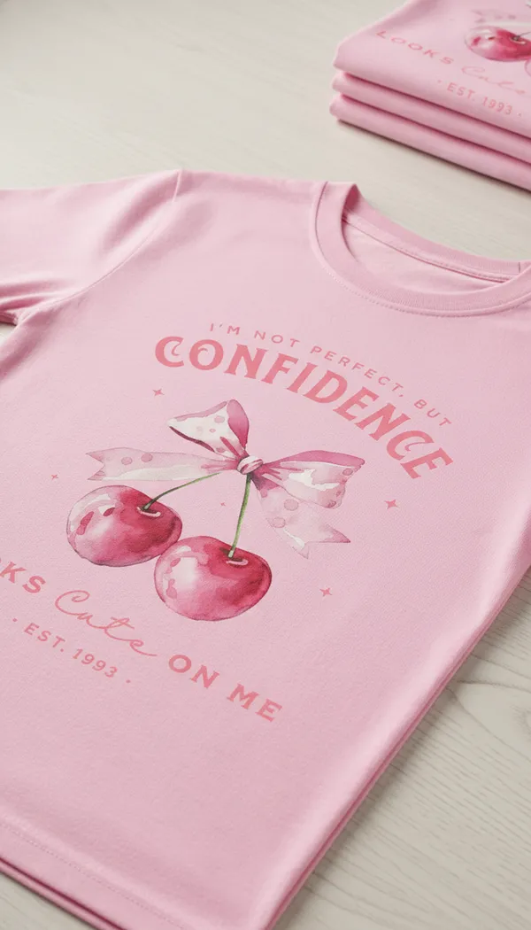 Pink_Cotton_Cherry_Bow_Graphic_T-Shirt_For_Unisex