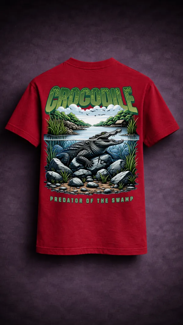 Red_Cotton_Regular_Fit_Crocodile_Predator_Graphic_T-Shirt_For_Unisex