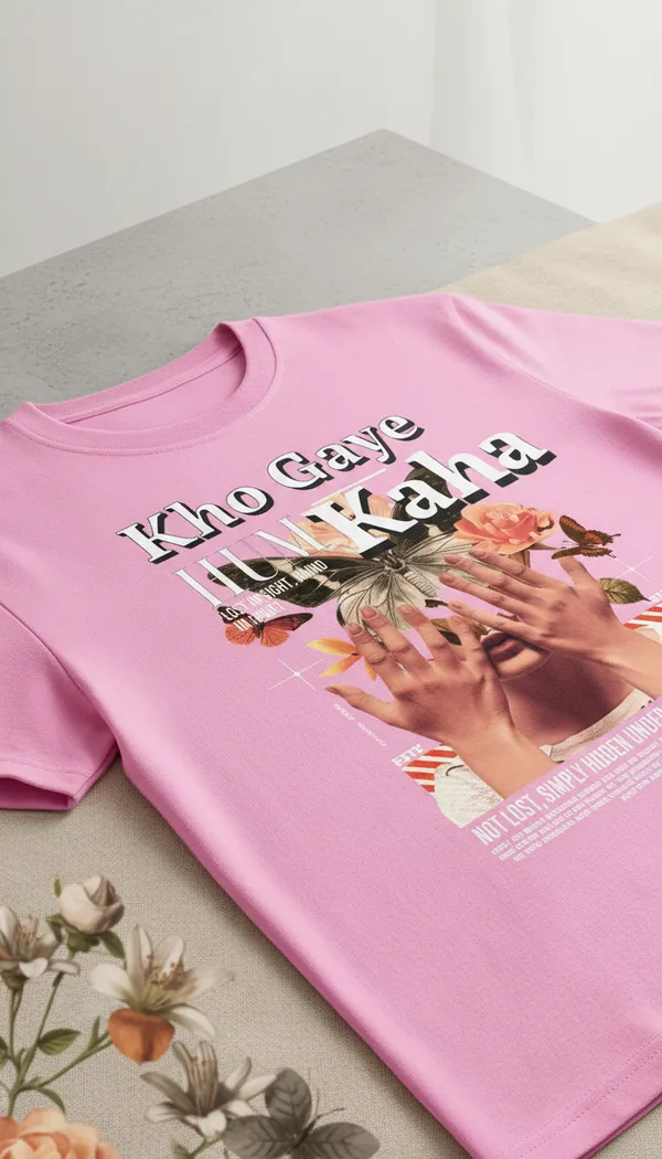 Pink_Cotton_Graphic_Print_T-Shirt_For_Unisex