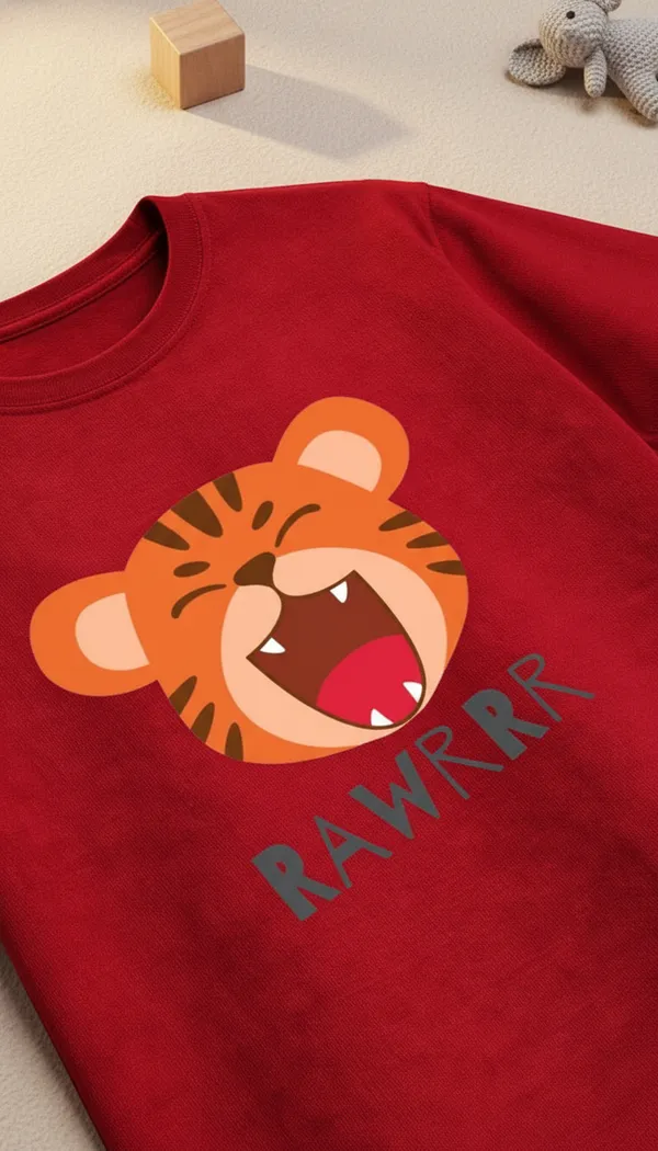 Red_Cotton_Tiger_Graphic_T-Shirt_For_Unisex