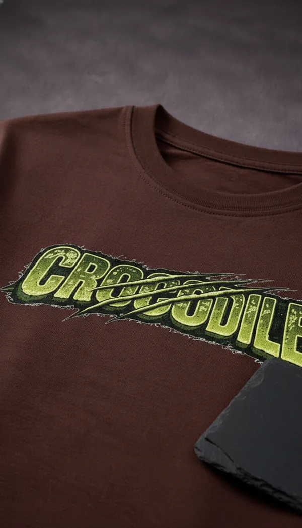 Brown_Cotton_Graphic_Crocodile_Predator_Of_The_Swamp_T-Shirt_For_Unisex