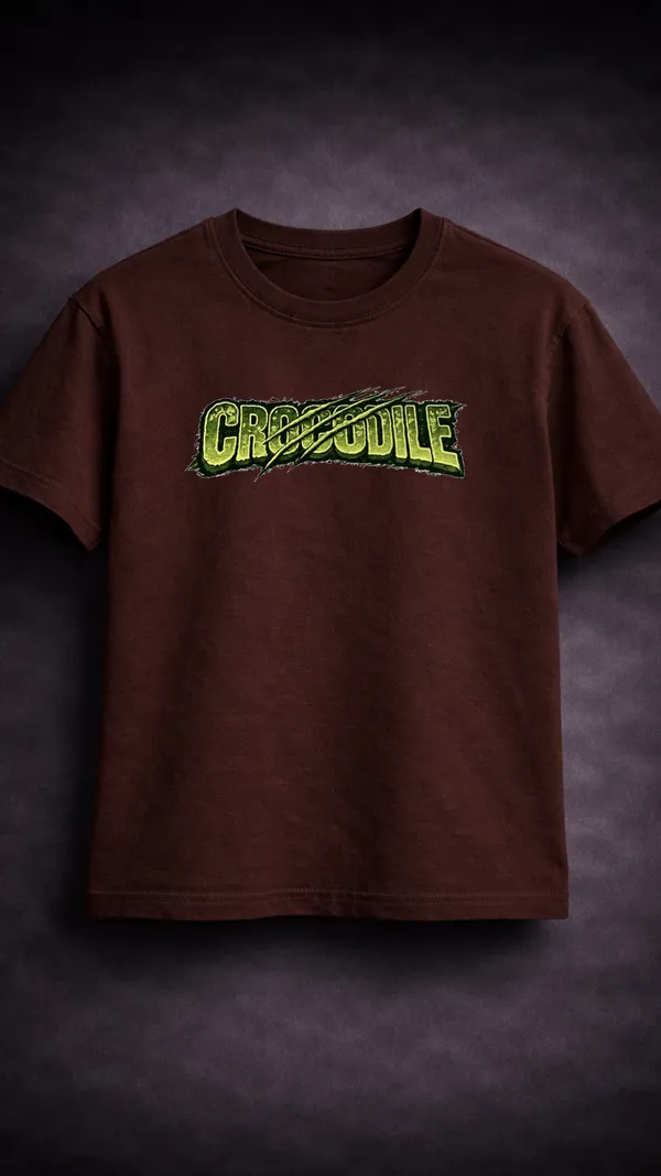 Brown_Cotton_Graphic_Crocodile_Predator_Of_The_Swamp_T-Shirt_For_Unisex
