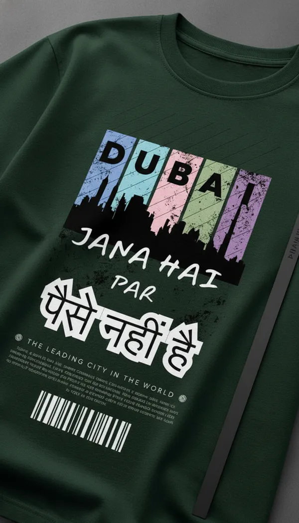 Green_Cotton_Graphic_Dubai_Jana_Hai_Par_Paisa_Nahi_Hai_T-Shirt_For_Unisex