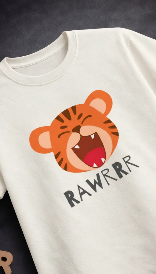 White_Cotton_Regular_Fit_Tiger_Print_T-Shirt_For_Kids