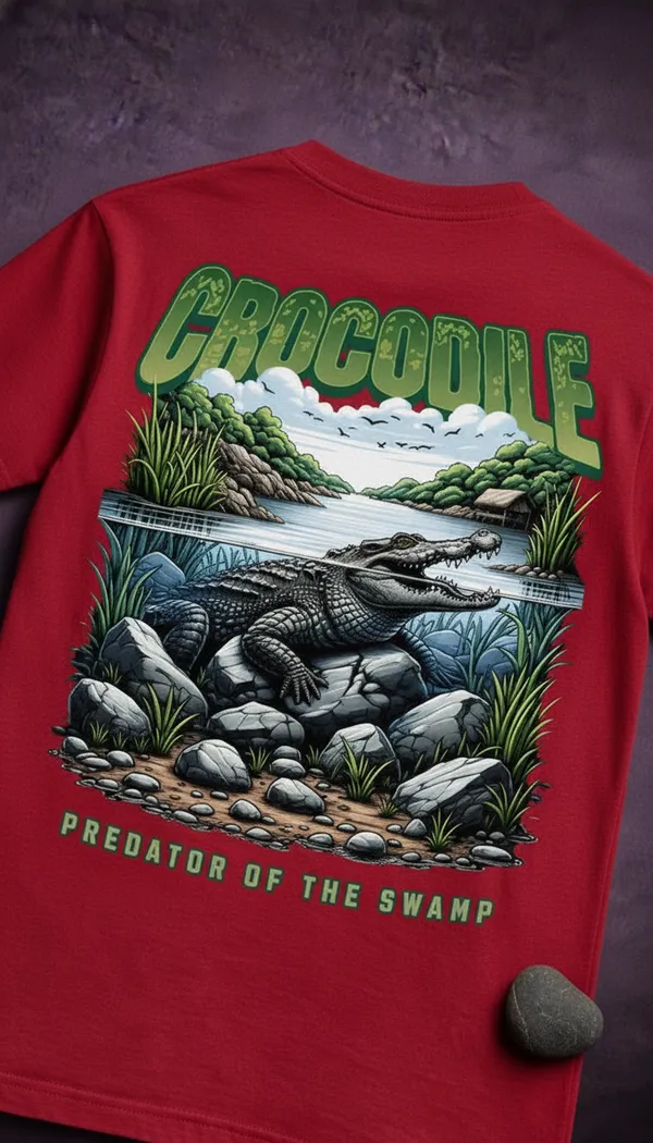 Red_Cotton_Regular_Fit_Crocodile_Predator_Graphic_T-Shirt_For_Unisex