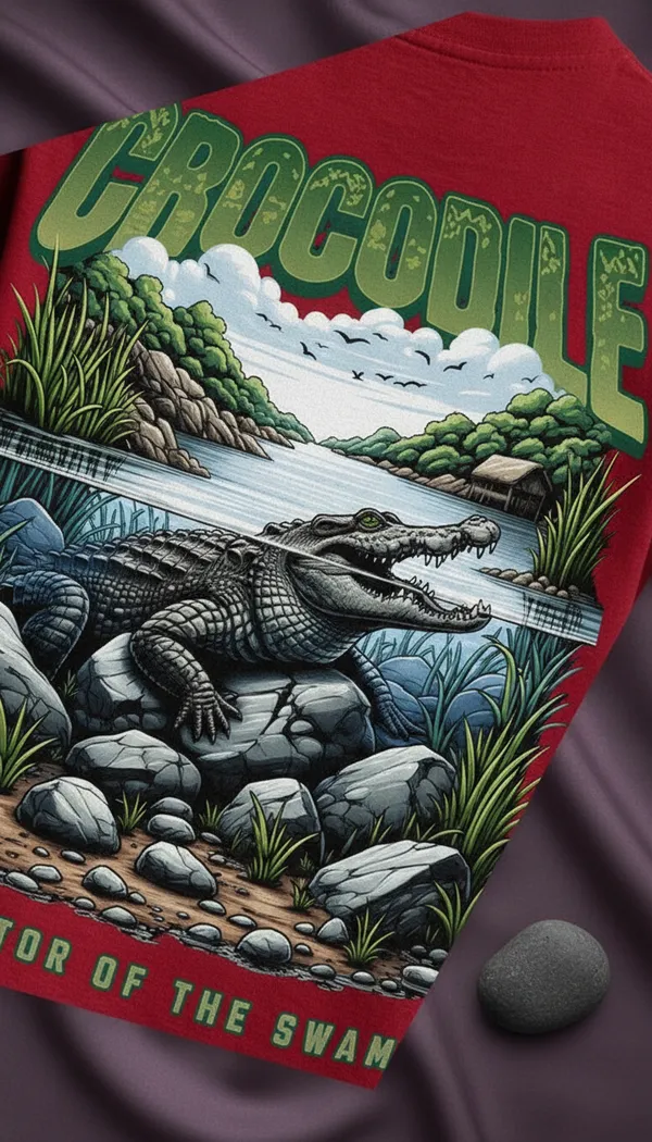 Red_Cotton_Regular_Fit_Crocodile_Predator_Graphic_T-Shirt_For_Unisex