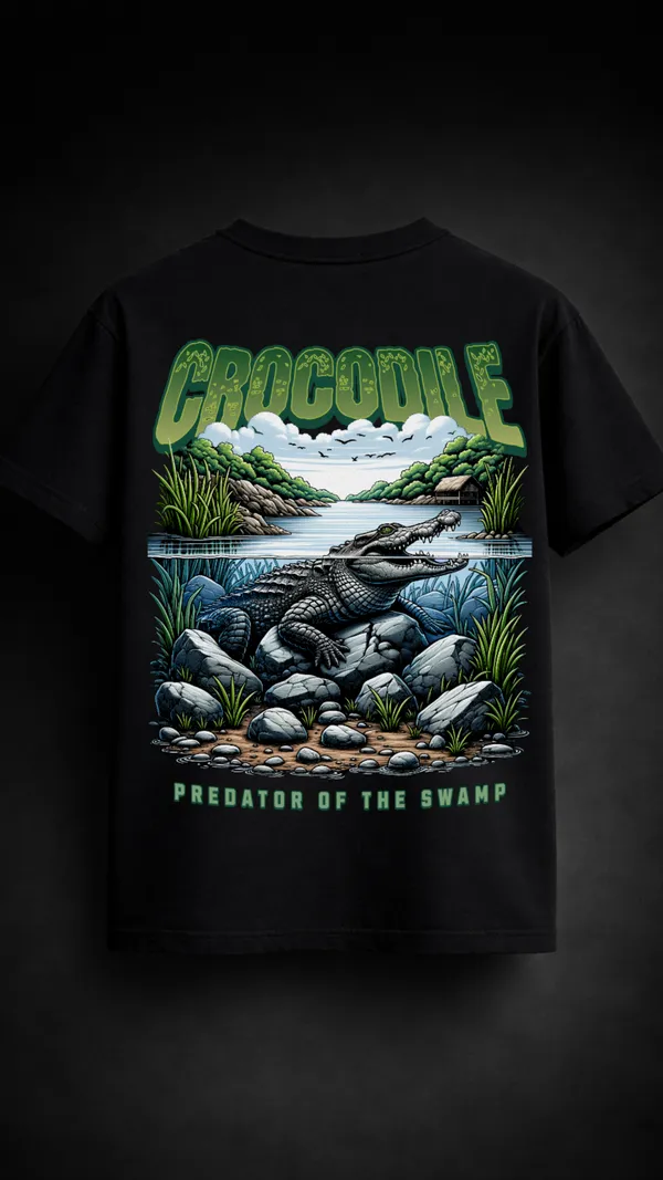Black_Cotton_Crocodile_Graphic_T-Shirt_For_Unisex