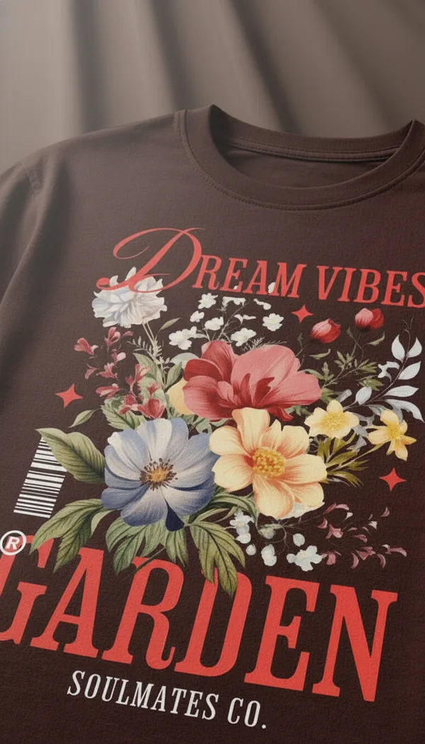 Brown_Cotton_Regular_Fit_Dream_Vibes_Floral_Graphic_T-Shirt_For_Unisex