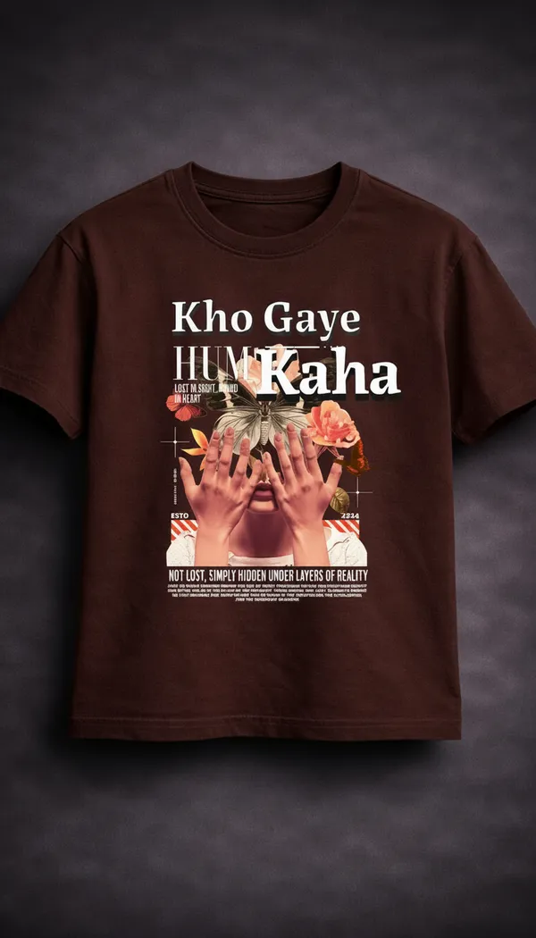 Brown_Cotton_Graphic_Kho_Gaye_Hum_Kaha_Print_T-Shirt_For_Unisex