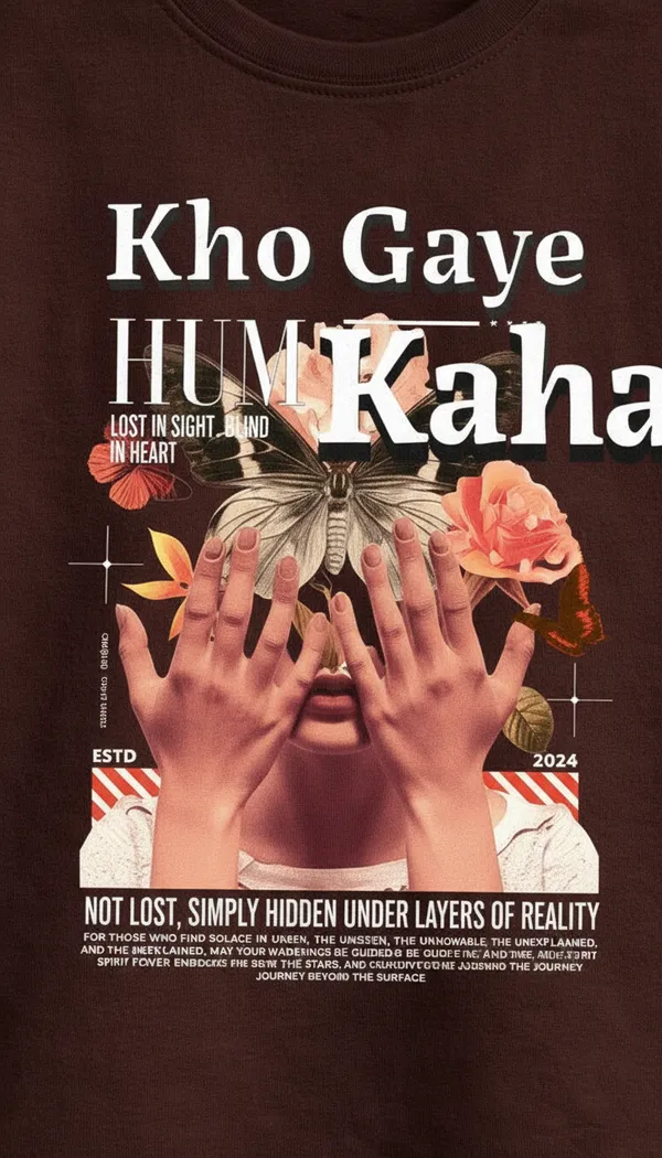 Brown_Cotton_Graphic_Kho_Gaye_Hum_Kaha_Print_T-Shirt_For_Unisex