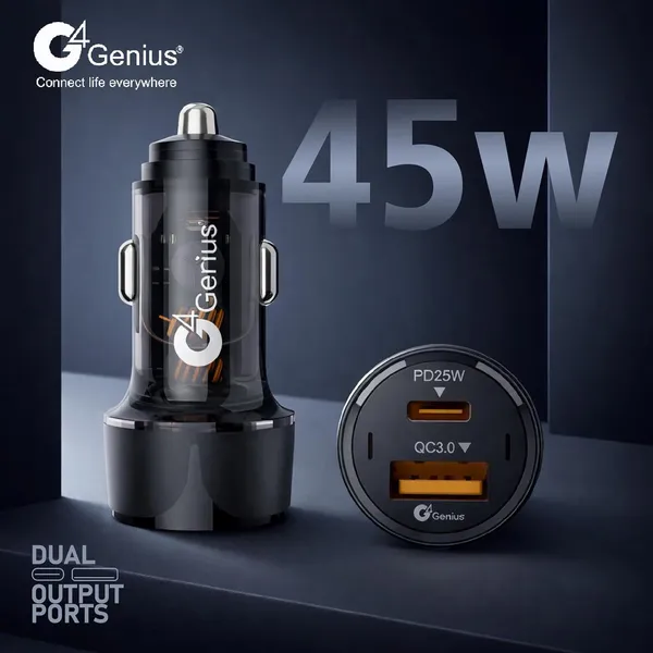 Black_45W_Dual_Port_Fast_Car_Charger_Pd_25W_Usb_C_Qc_3_0_Usb_A_With_Type_C_To_Type_C_Cable_For_Smartphones_Tablets_Usb_C_Devices