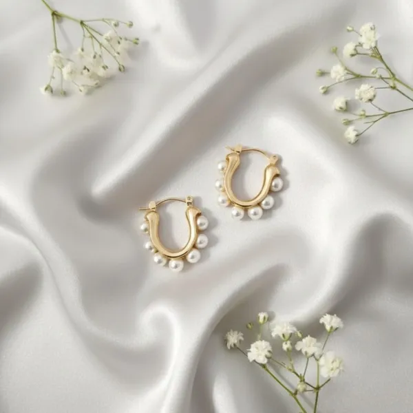 White_And_Gold_Alloy_Steel_Premium_Earrings_For_Women