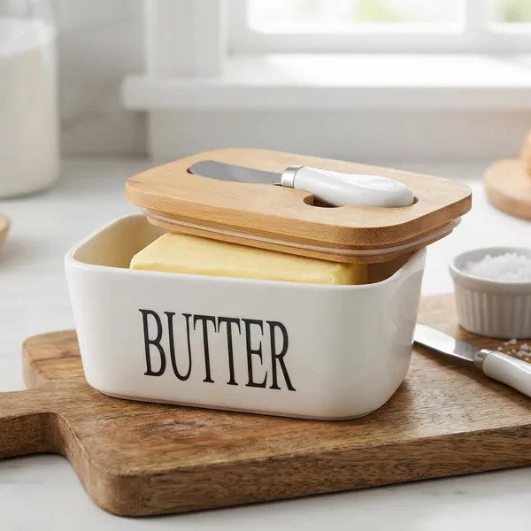 Multicolour_Ceramic_And_Bamboo_Butter_Dish_For_Kitchen_And_Dining
