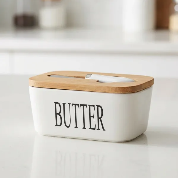Multicolour_Ceramic_And_Bamboo_Butter_Dish_For_Kitchen_And_Dining