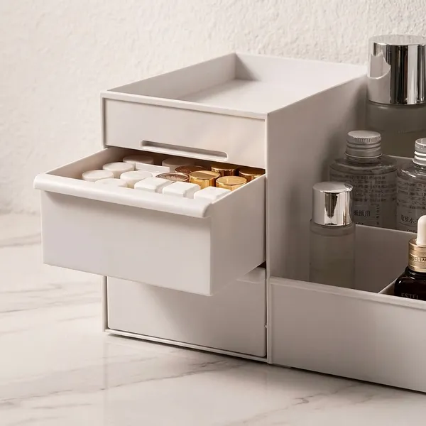 Silver_Plastic_Cosmetic_Organizer_For_Makeup_Storage