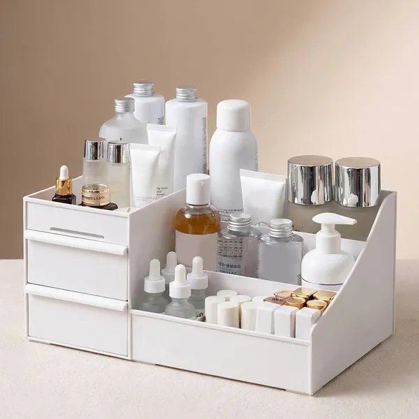 Silver_Plastic_Cosmetic_Organizer_For_Makeup_Storage