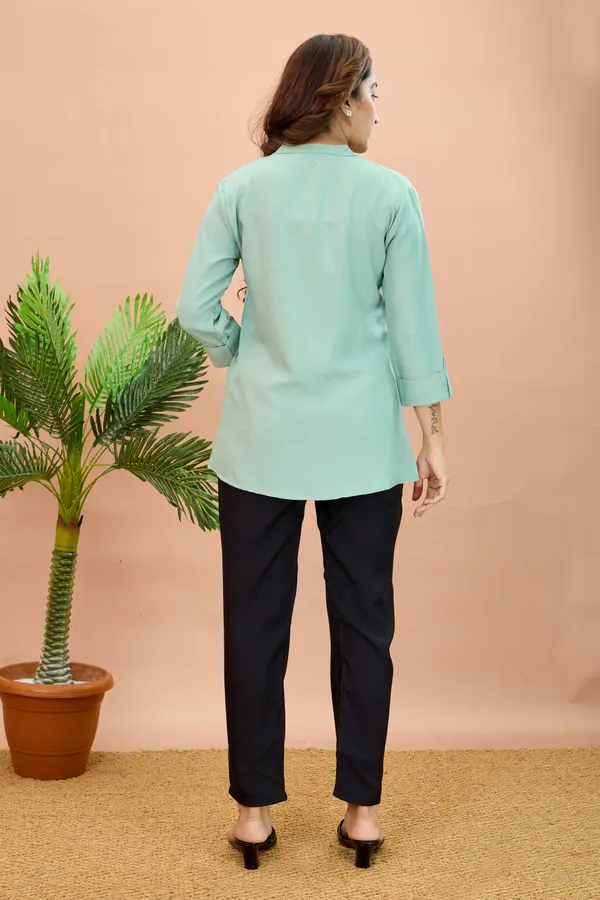 Light_Green_Cotton_Solid_Short_Kurta_For_Women