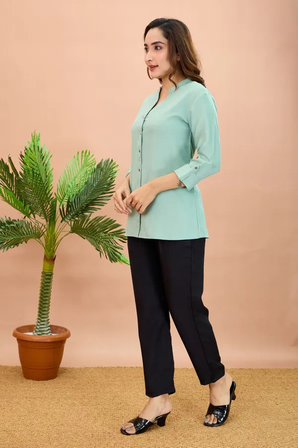 Light_Green_Cotton_Solid_Short_Kurta_For_Women