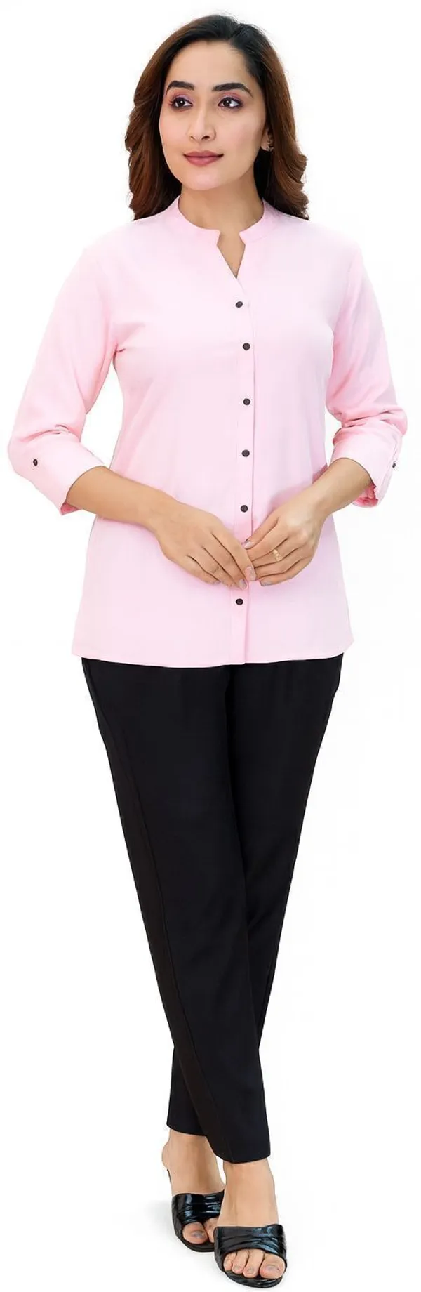 Light_Pink_Cotton_Solid_Short_Kurta_For_Women