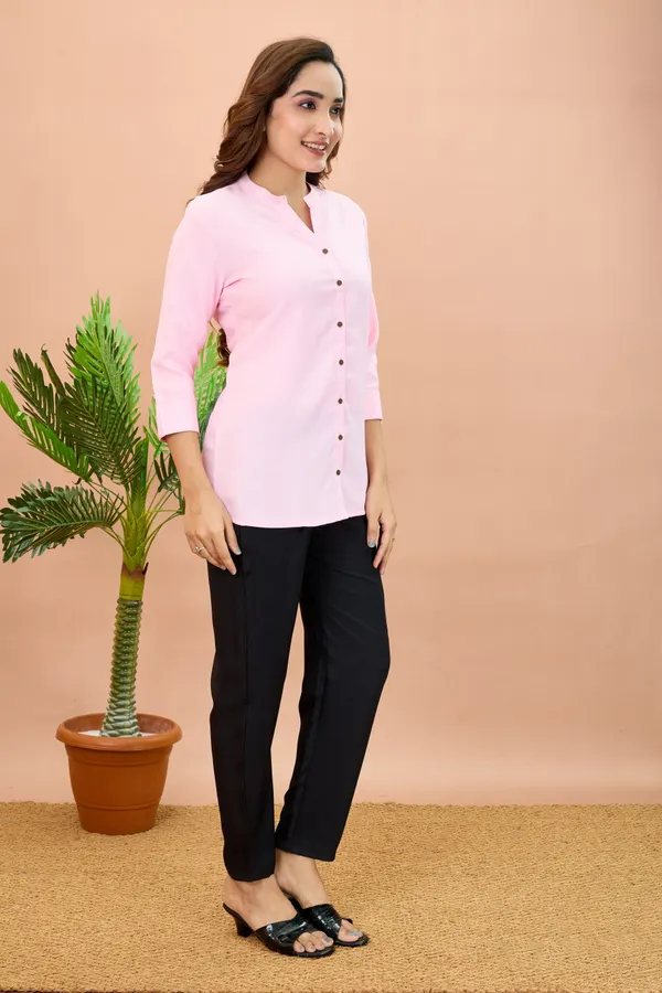 Light_Pink_Cotton_Solid_Short_Kurta_For_Women