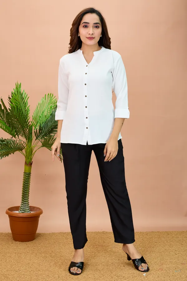 White_Cotton_Solid_Short_Kurta_For_Women