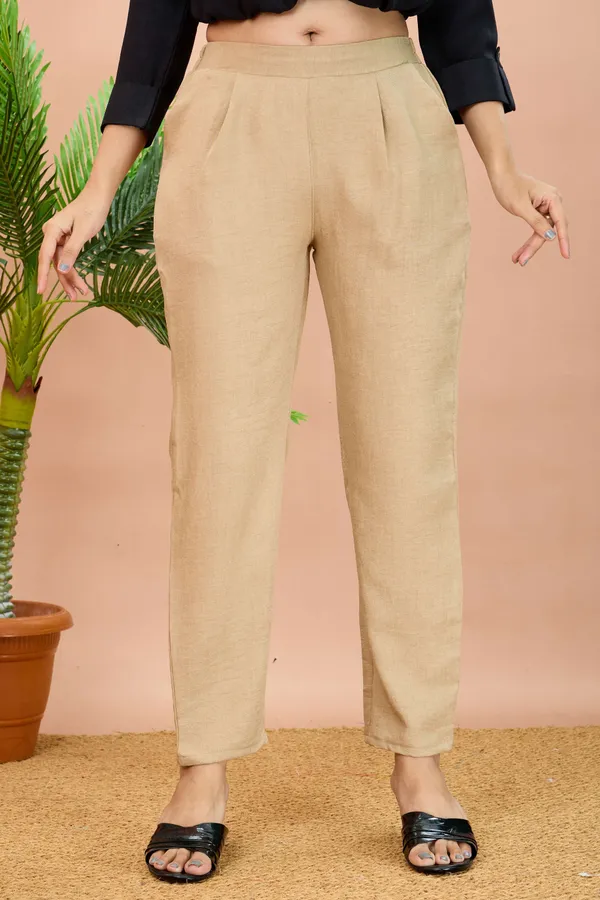 Beige_Cotton_Regular_Fit_Trouser_For_Women