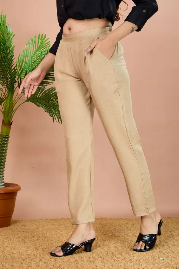 Beige_Cotton_Regular_Fit_Trouser_For_Women