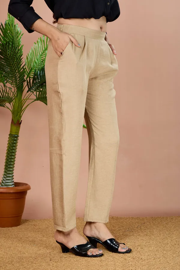 Beige_Cotton_Regular_Fit_Trouser_For_Women