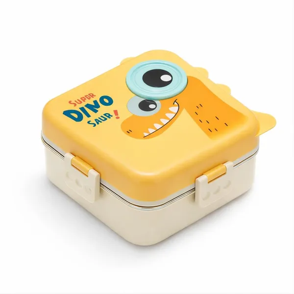 Yellow_Stainless_Steel_Dinosaur_Kids_Bento_Lunch_Box_For_Office,_School