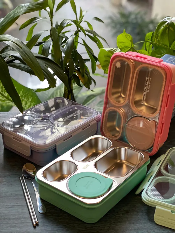 Pink_Stainless_Steel_Lunch_Buddy_Snack_And_Tiffin_Box_For_Office,_School