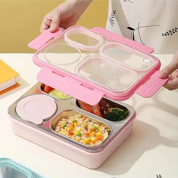Pink_Stainless_Steel_Lunch_Buddy_Snack_And_Tiffin_Box_For_Office,_School