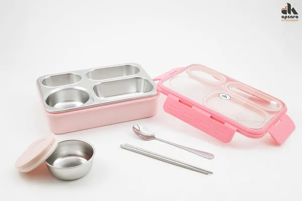 Pink_Stainless_Steel_Lunch_Buddy_Snack_And_Tiffin_Box_For_Office,_School