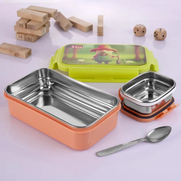 Peach_Stainless_Steel_Happy_Bite_Big_Inner_Steel_Lunch_Box_For_Office,_School