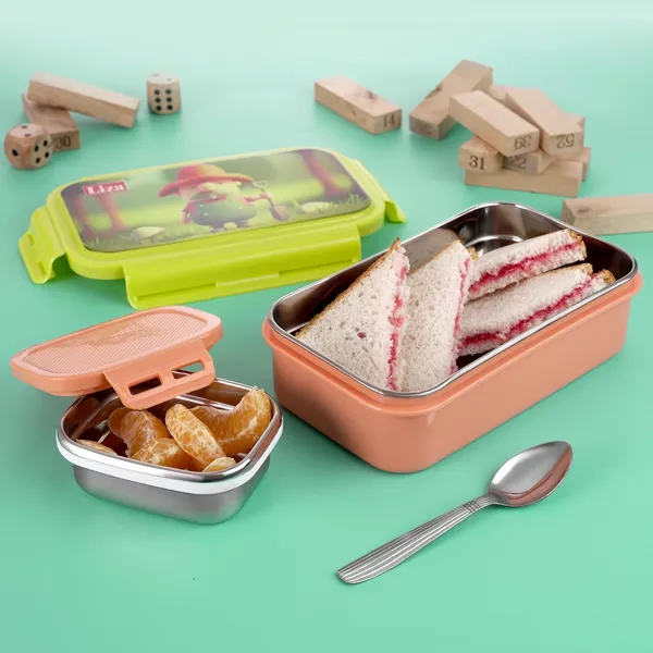 Peach_Stainless_Steel_Happy_Bite_Big_Inner_Steel_Lunch_Box_For_Office,_School