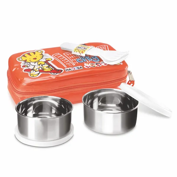 Orange_Stainless_Steel_Nayasa_Crunchy_Munchy_Kids_Lunch_Box_For_Office,_School