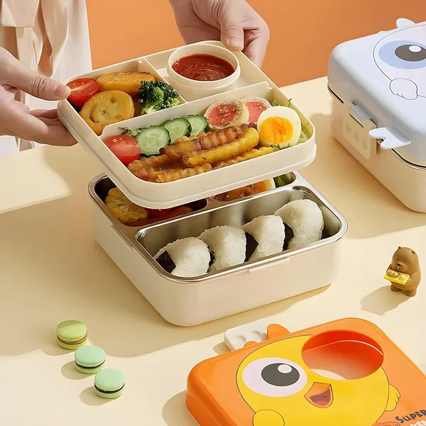 Peach_And_Beige_Stainless_Steel_Elephant_Kinds_Bento_Lunch_Box_For_Office,_School