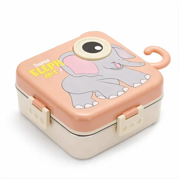 Peach_And_Beige_Stainless_Steel_Elephant_Kinds_Bento_Lunch_Box_For_Office,_School