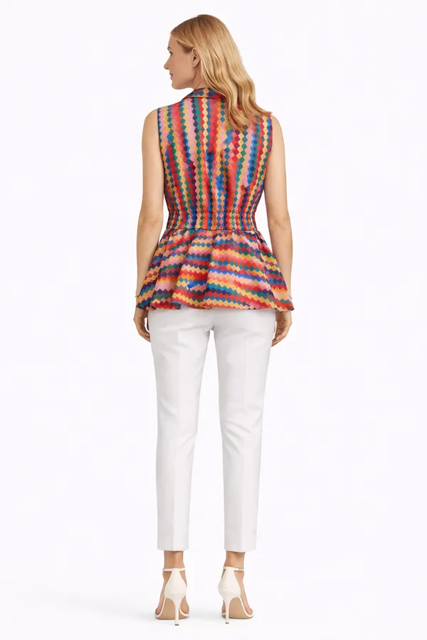 Womens_Multicolor_Diamond_Print_Peplum_Waistcoat_|_Tailored_Sleeveless_Statement_Top