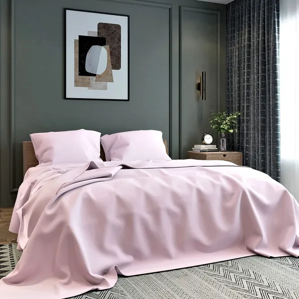 Pink_Microfiber_Double_Bed_Sheet_With_Pillow_Covers