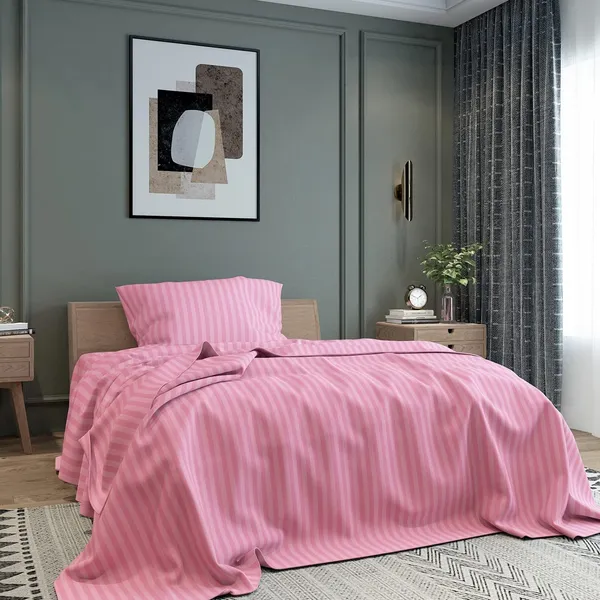 Pink_Microfiber_Satin_Bedsheet_With_Pillow_Cover_Single_Bed