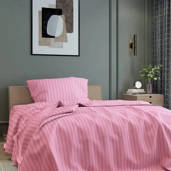 Pink_Microfiber_Satin_Bedsheet_With_Pillow_Cover_Single_Bed