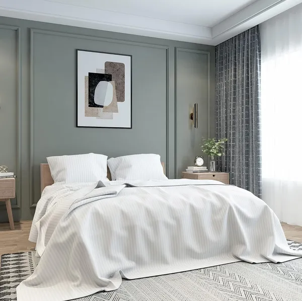 Grey_Microfiber_Satin_Stripes_Bedsheet_Set_Double_Bed