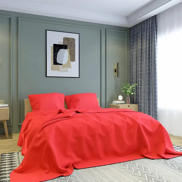 Red_Microfiber_Bedsheet_With_Pillow_Covers