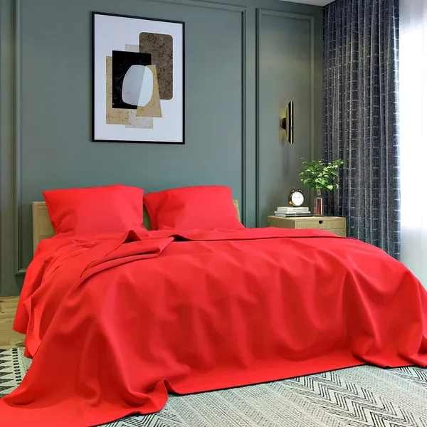 Red_Microfiber_Bedsheet_With_Pillow_Covers