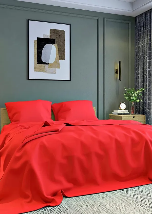Red_Microfiber_Bedsheet_With_Pillow_Covers