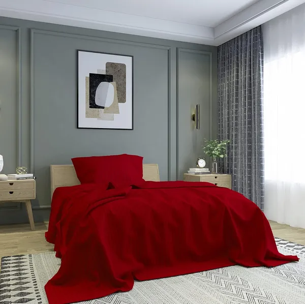 Red_Microfiber_Satin_Stripes_Bedsheet_With_Pillow_Cover