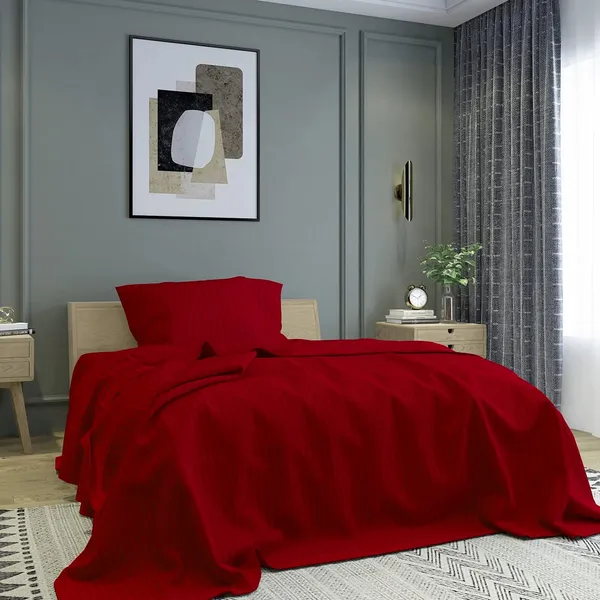 Red_Microfiber_Satin_Stripes_Bedsheet_With_Pillow_Cover
