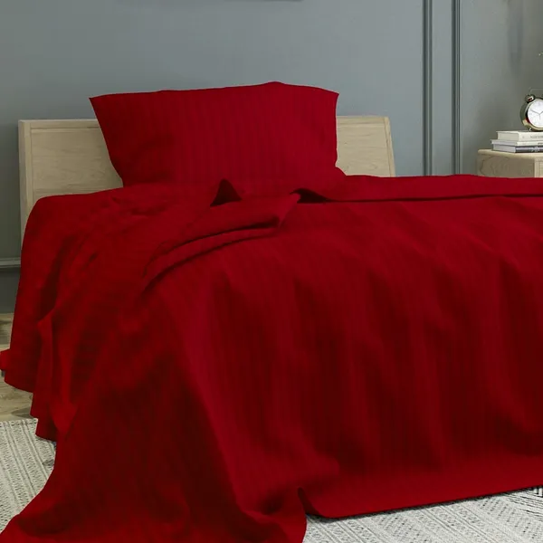 Red_Microfiber_Satin_Stripes_Bedsheet_With_Pillow_Cover