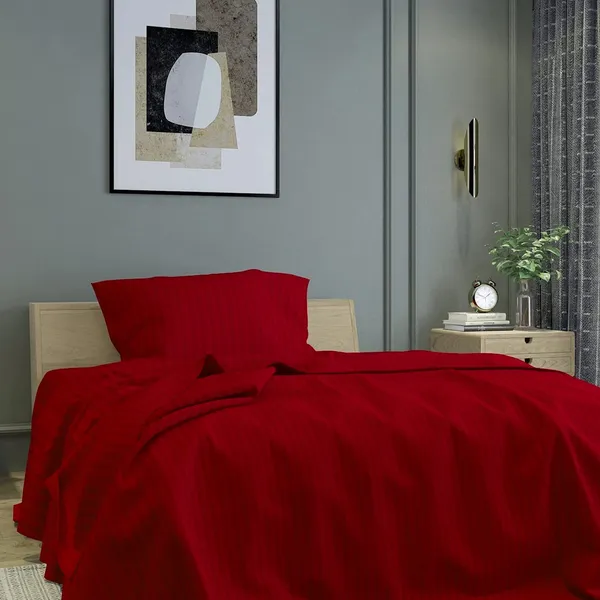 Red_Microfiber_Satin_Stripes_Bedsheet_With_Pillow_Cover