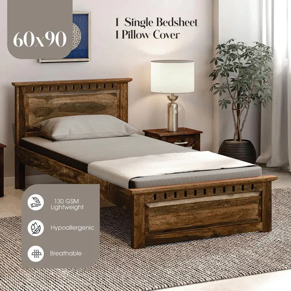 Silver_Grey_Microfiber_Satin_Bedsheet_With_Pillow_Cover_Single_Bed